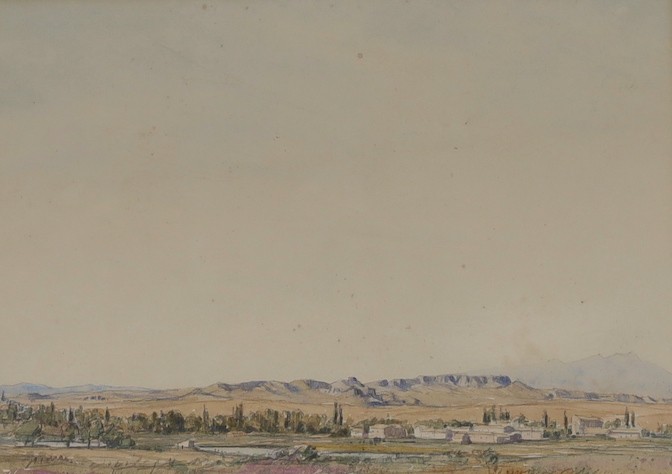 Martin Hardie RA (1875-1952), watercolour, 'Spanish landscape, Saragossa', signed and dated 1927, 25 x 34.5cm